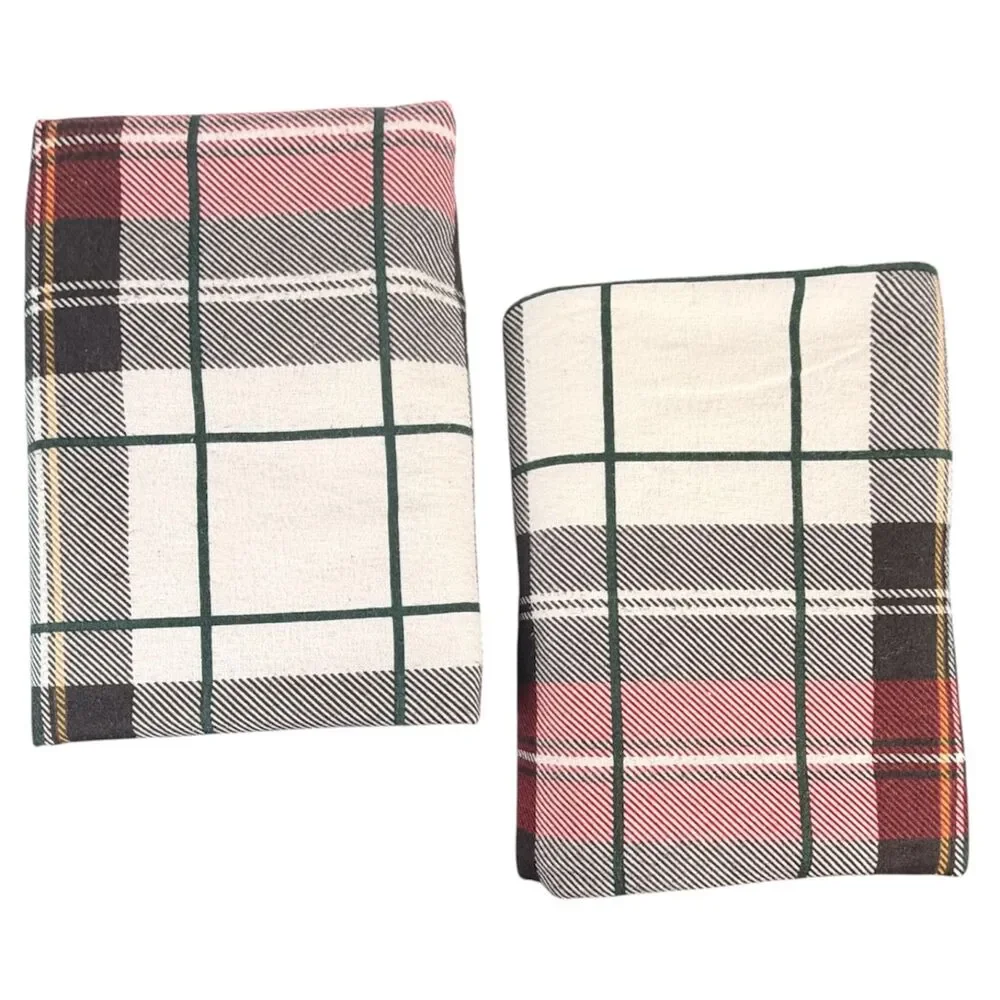 Brooks Brothers Tartan Plaid Flannel King Size Pillow Shams Red Black & White
